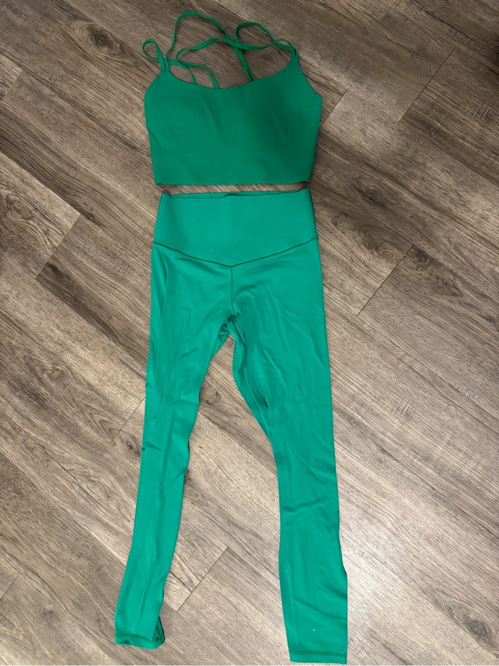 Aerie by Offline Green High-Waist Active Leggings & Strappy Crop Tank Set